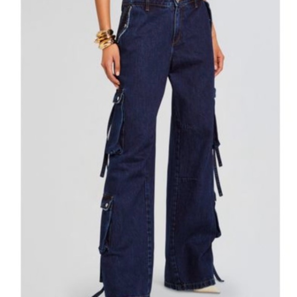 Retrofete Dark Blue Flare & Wide Leg Jeans